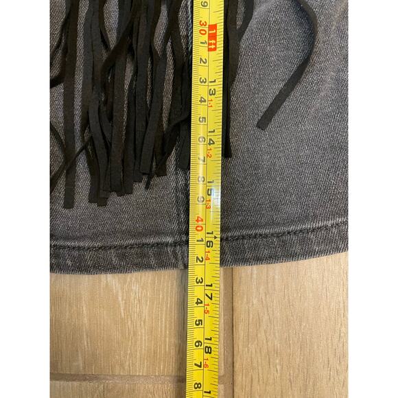 Austin Landing Fringe Denim Vest Western Boho Gray Women’s Small - Picture 5 of 9